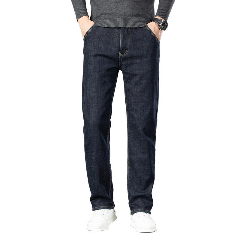 Modische Herren Straight-Leg Locker geschnittene Fleece-gefütterte Verdickte Warme Business Stretch Freizeit-Hose