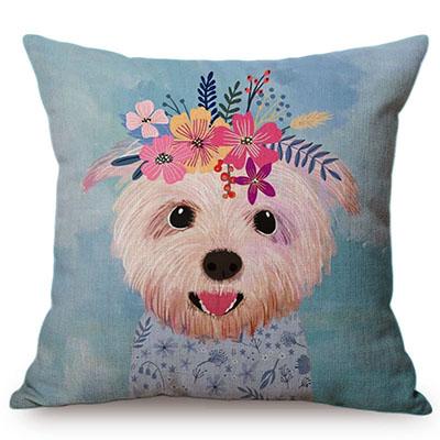 Cute Watercolor Painting Cat Flamingo Dog Kid'S Nursery Art Room Decorative Throw Pillow Case Cotton Linen Animal Cushion Cover