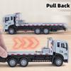 1/32 Trailer Tow Platform Truck Toy Car Model Diecast Vehicle Miniature Pull Back Sound & Light Educational Collection Gift Kid