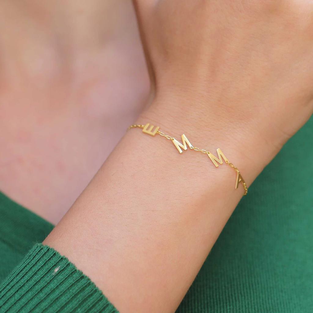 Lemegeton Customized Initial Bracelet with Symbol A-Z Letters Bracelets Stainless Steel Jewelry for Mom Girls Personalized Gifts
