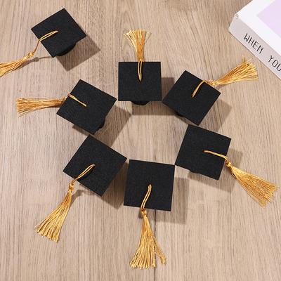 5/10 Stück Filz-Junggesellenhüte mit Quasten für DIY-Dekorationen auf Abschlussfeiern, Weinflaschenverschlüsse, Mini-Absolventenhüte, Süßigkeiten-Geschenkboxen