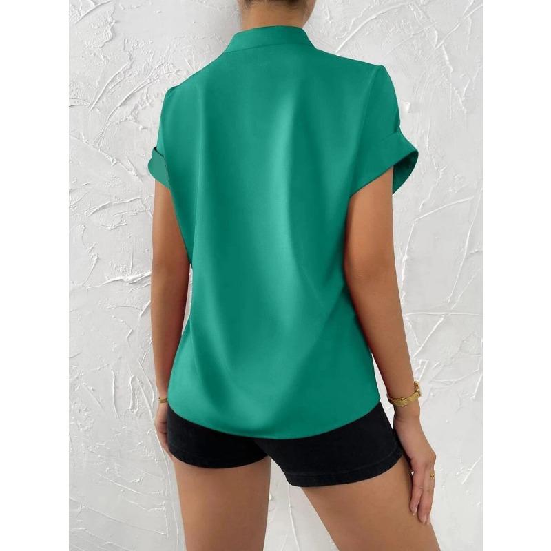 Sommerliches, schlichtes V-Ausschnitt-Damenshirt