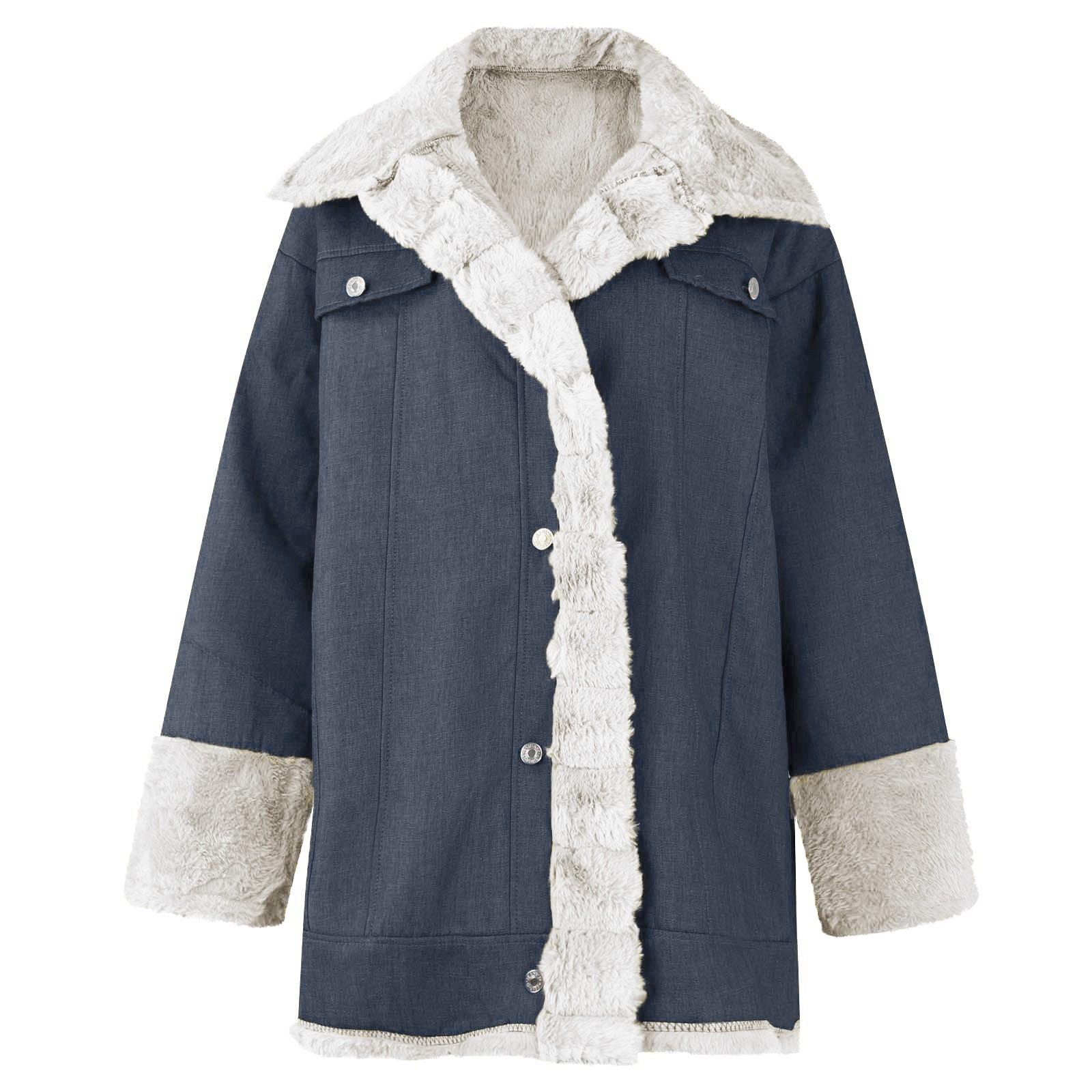 

Жіноче повсякденне однотонне джинсове пальто з довгим рукавом і кишенею XXXXL білий