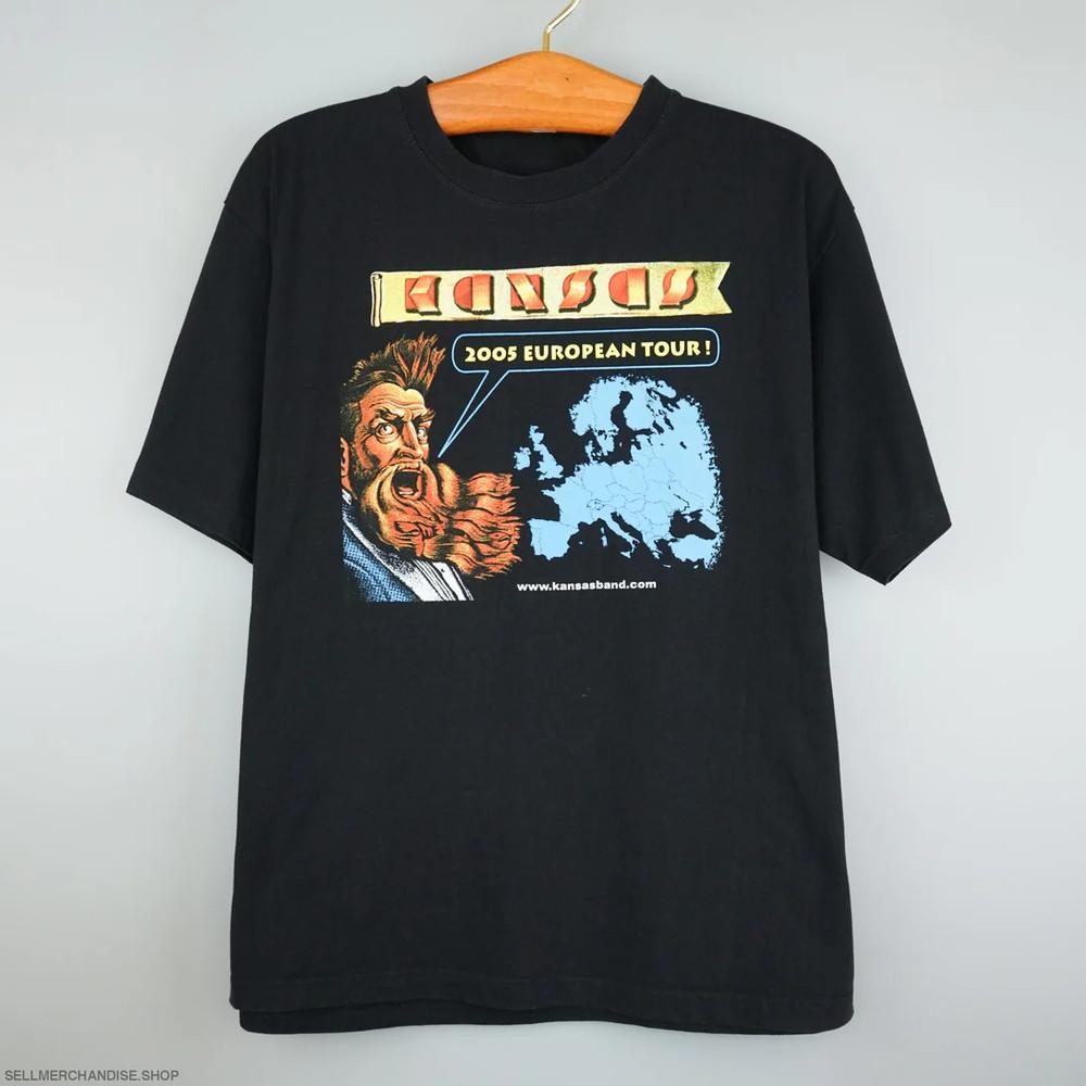 Vtg Kansas Band 2005 Tour Heavy Cotton Black T Shirt Full Size Unisex SE301 Unisex T-Shirt S