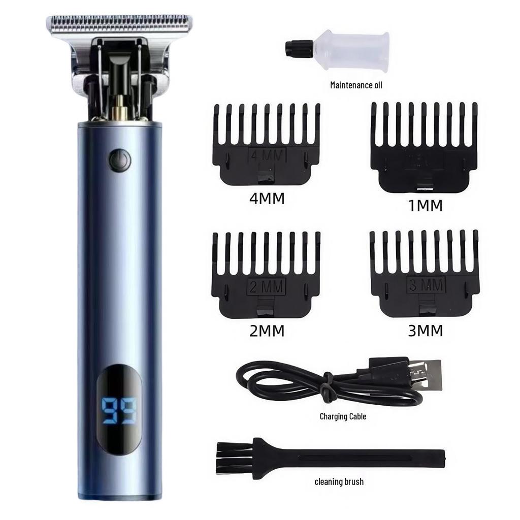 Professional Electric Hair Clipper for Barbers & Home: Precision Carving, Slicked Back Styles, Bald Head Trim.