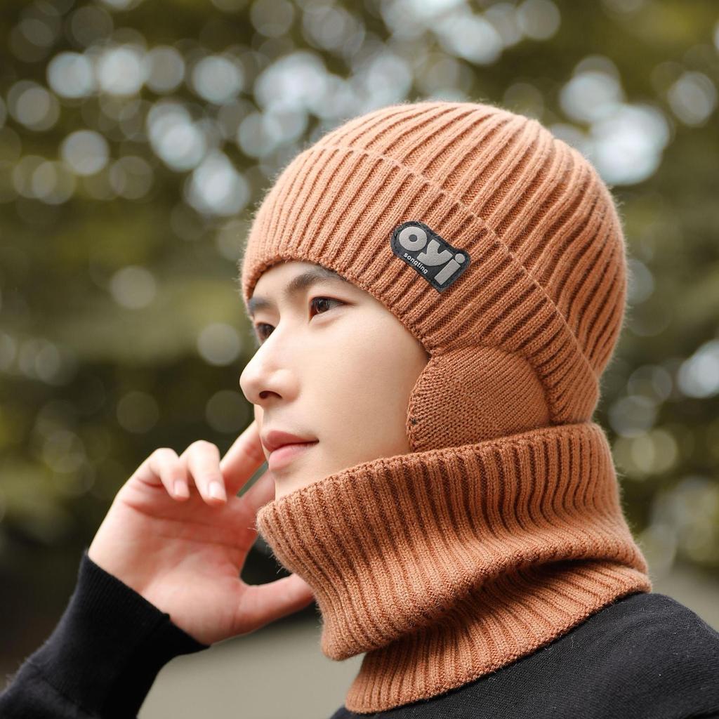 Woolen Hat for Men In Winter Windproof Large Brim Warm and Cold Hat New Knitted Hat Autumn and Winter Cold Proof Hat for Men