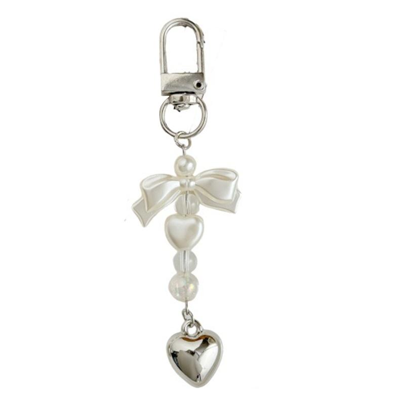 Elegant Bowknot Heart Charm Phone Strap Versatile Heart Bowknot Phone Chain Adornment For Adding Style To Any Occasion 1 белый