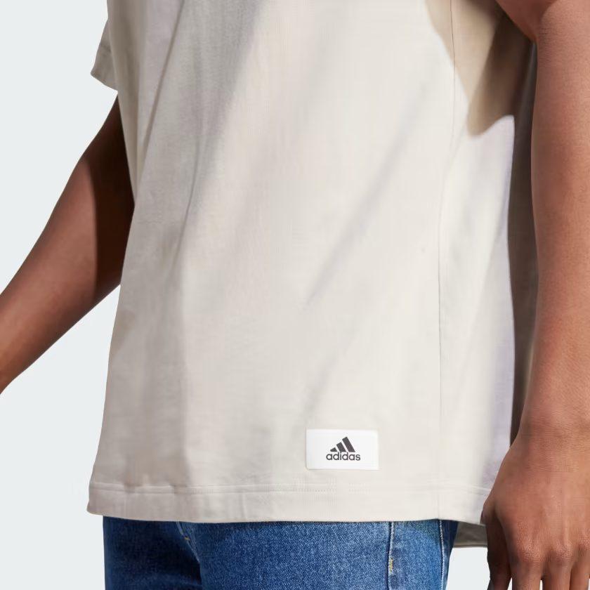 Adidas T Shirts Men's Beige Crew Neck Moderate Straight Fit IS7492