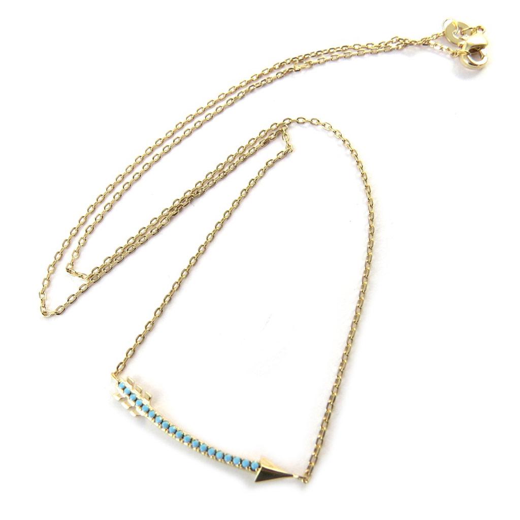 Les Trésors De Lily [N6225] - Collier plaqué or 'Navajos' turquoise doré (flèche de Cupidon) - 28x5 mm