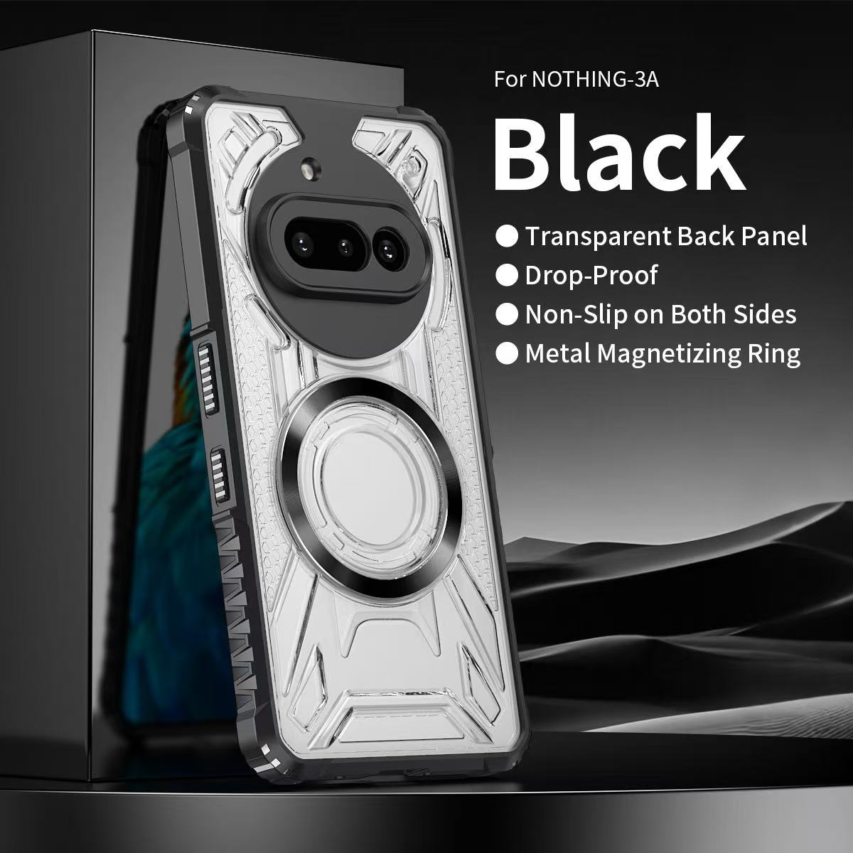 

Armor Matte Clear Magnetic Wireless Charge Shockproof Case For Nothing Phone 3 3a 2a Pro 2a Plus CMF Phone 2 Pro 1 Magsafe Cover чёрный