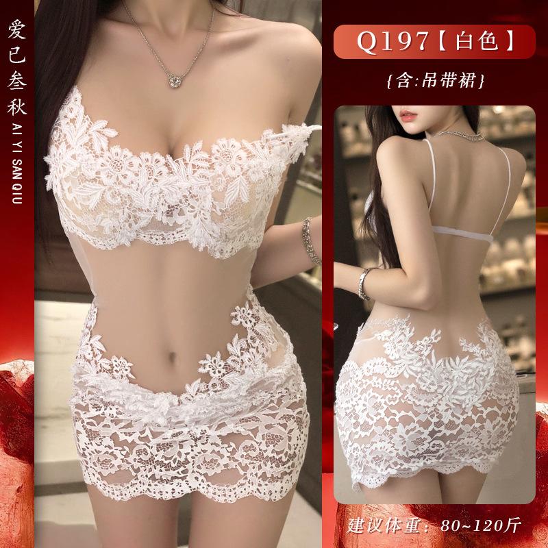 Sex underwear sexy uniform pure desire floating flower suspenders large size perspective nightdress passion mesh suit