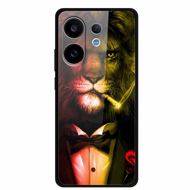 For Vivo V60 5G Glass Case Fashion Cool Animal Tempered Glass Back Cover Case For Vivo V 60 2025 Phone Cases 6.77" Fundas Coques