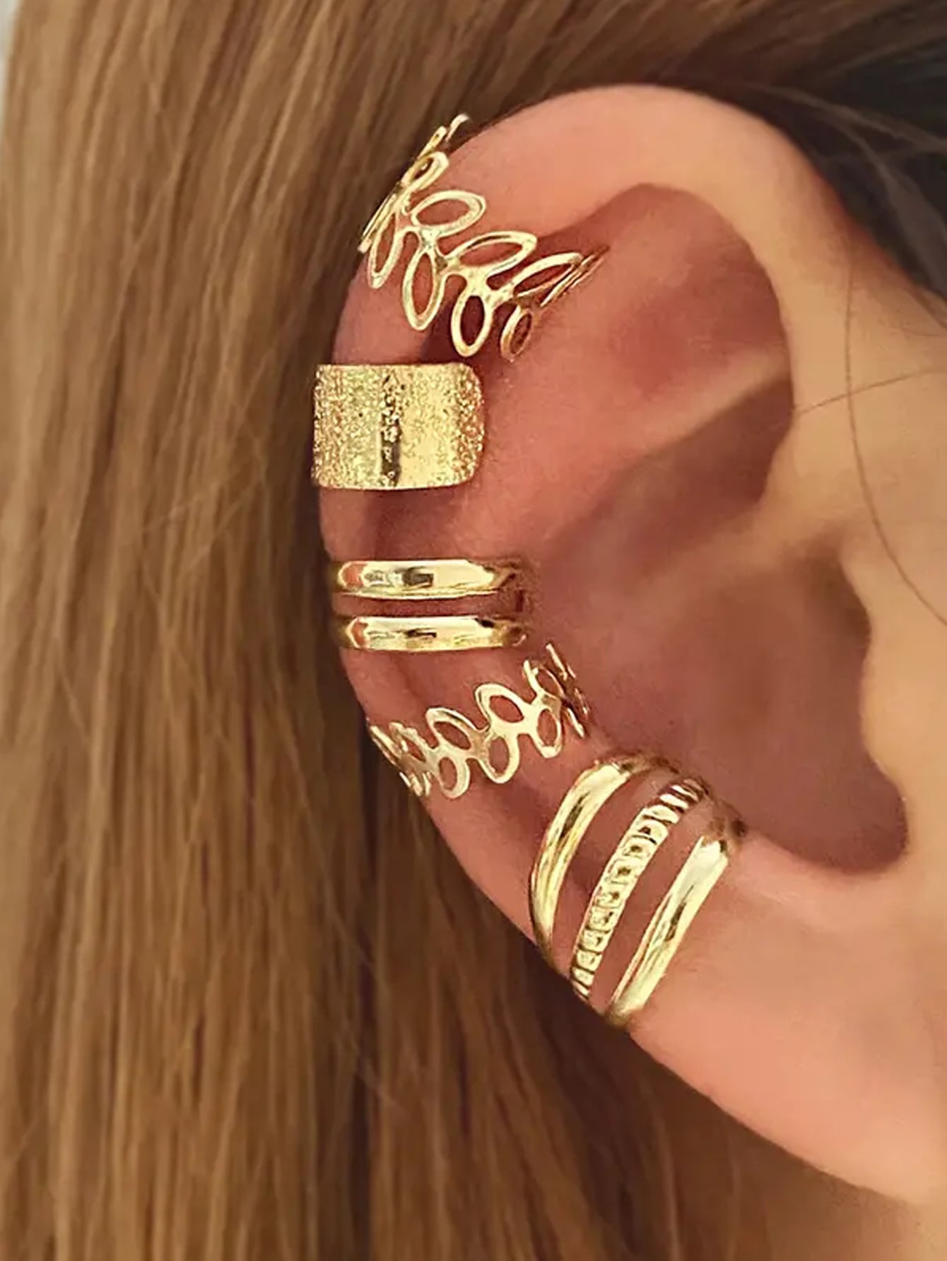 

5 PCS Gold Adjustable Ear Cuffs Earrings золотий