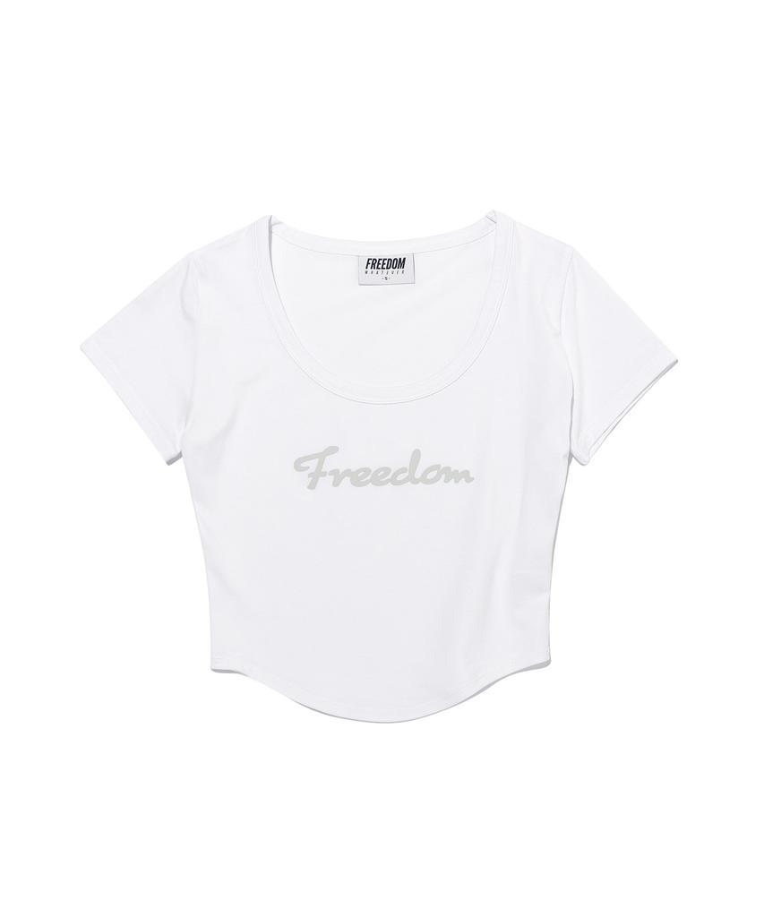 FREEDOM Modal U-Neck Crop Short Sleeve (White)