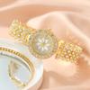 Women's Luxury Full Diamond Compact Five-piece Accessory Set Gift Box Versatile Quartz Wrist Watch