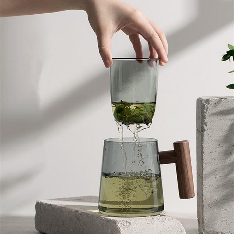 

Tea Infuser Glass Mug with Wooden Handle
