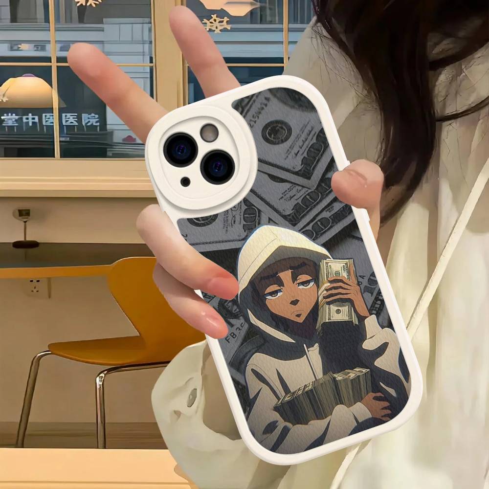 Cartoon The Boondocks Phone Case For IPhone 16 15 14 13 12 11 Pro Max Plus Leather Cover