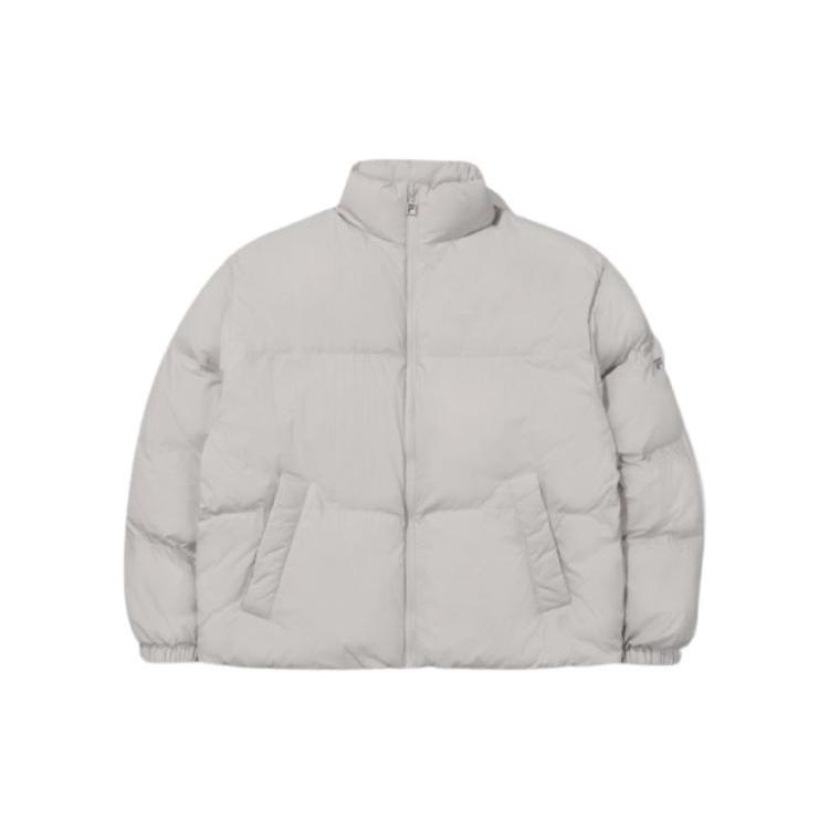 FILA Puffer Jackets Unisex Ecru Stand Collar Thickened Padded Puffer Jacket FS2JKE4801X LGY L