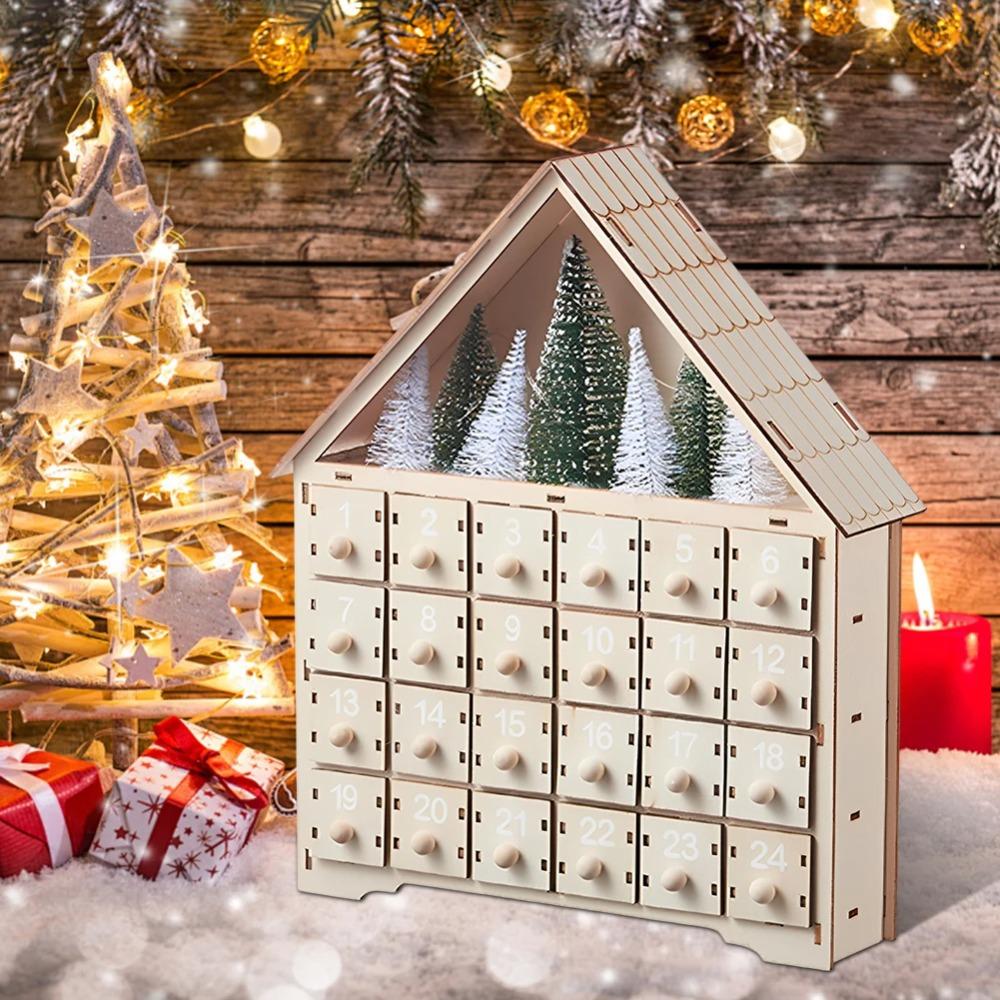 LED Christmas Advent Calendar House Shape Christmas Desktop Ornaments  New Year