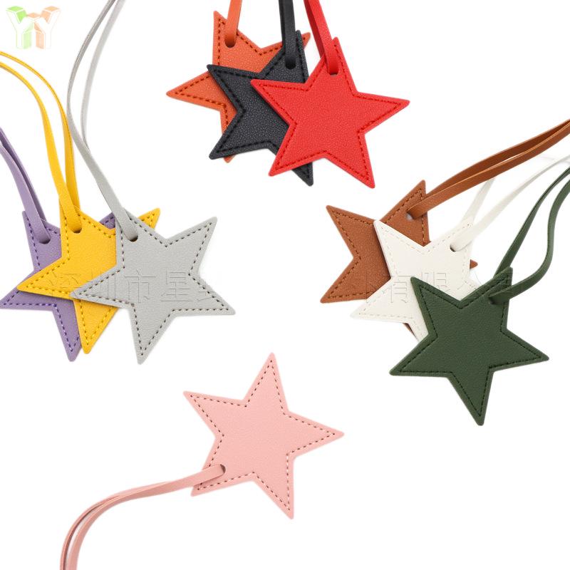 Japanese-Korean Simple Star Pendant Bag Ornament with Leather Lanyard