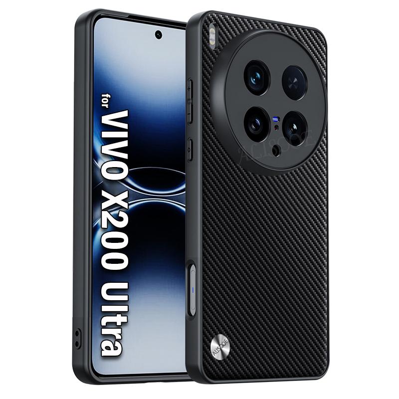 Shockproof Funda for VIVO X200 Ultra Case Luxury Fiber Texture PU Leather Protection Back Cover Capa