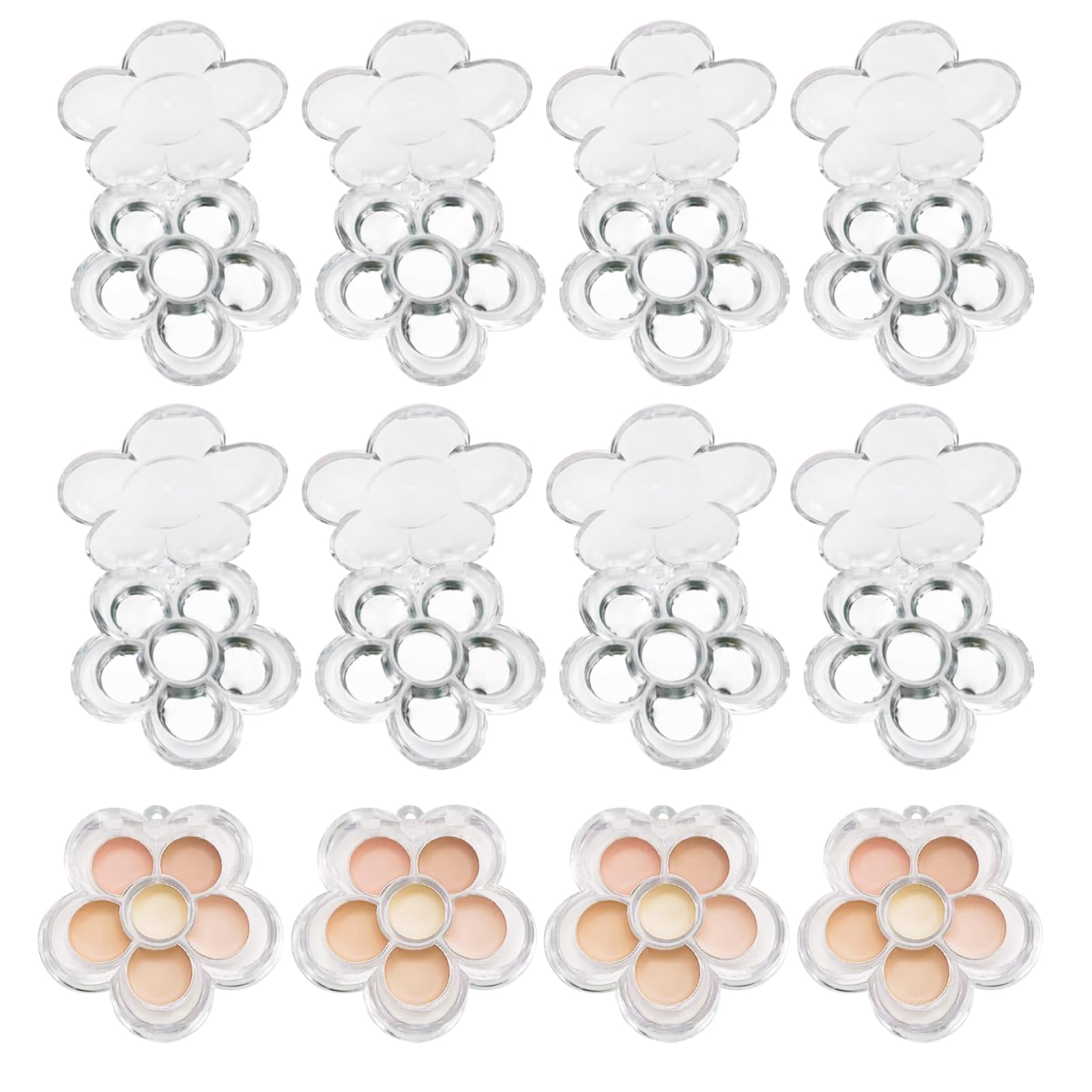 seimeinoki Eyeshadow Case, Empty, 6-Color Storage, Flower Shape, Makeup Palette, 12-Piece Set, Transparent, Eyeshadow Empty Palette, Eyeshadow Empty