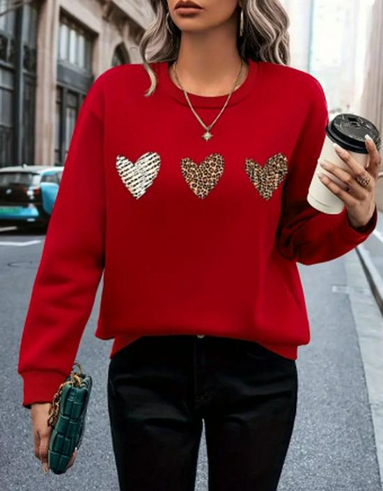 European & American Style Printed Casual Loose Round Neck Long Sleeve Women's Hoodie 2025