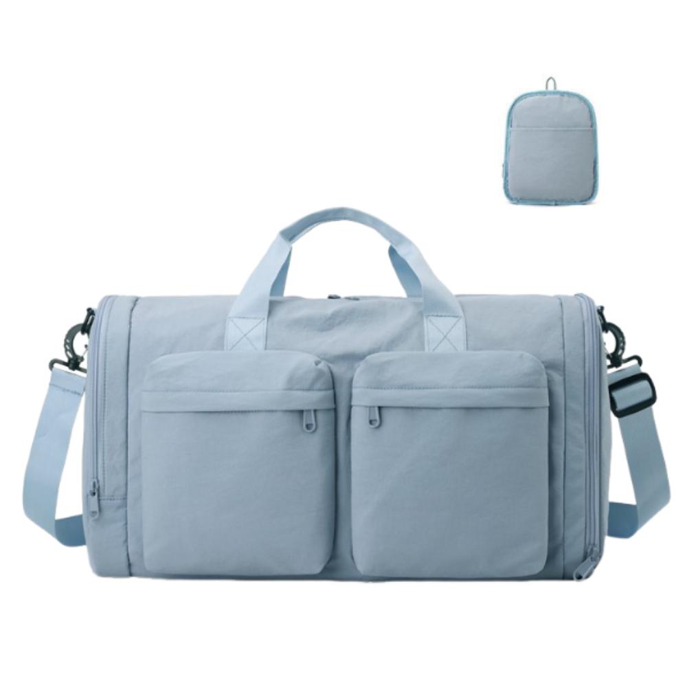 

Waterproof Gym Luggage Shoulder Bag Folding Sports Fitness Bag Trendy Travel Duffel Bag Camping синий