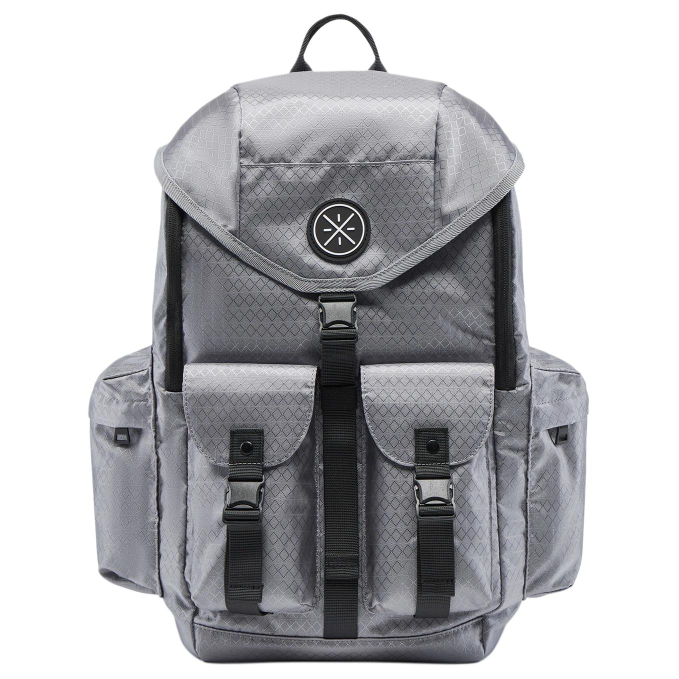 Li Ning Wade Series Water-Resistant Polyester Backpack Unisex Backpack Gray ABSV109-2 Gray