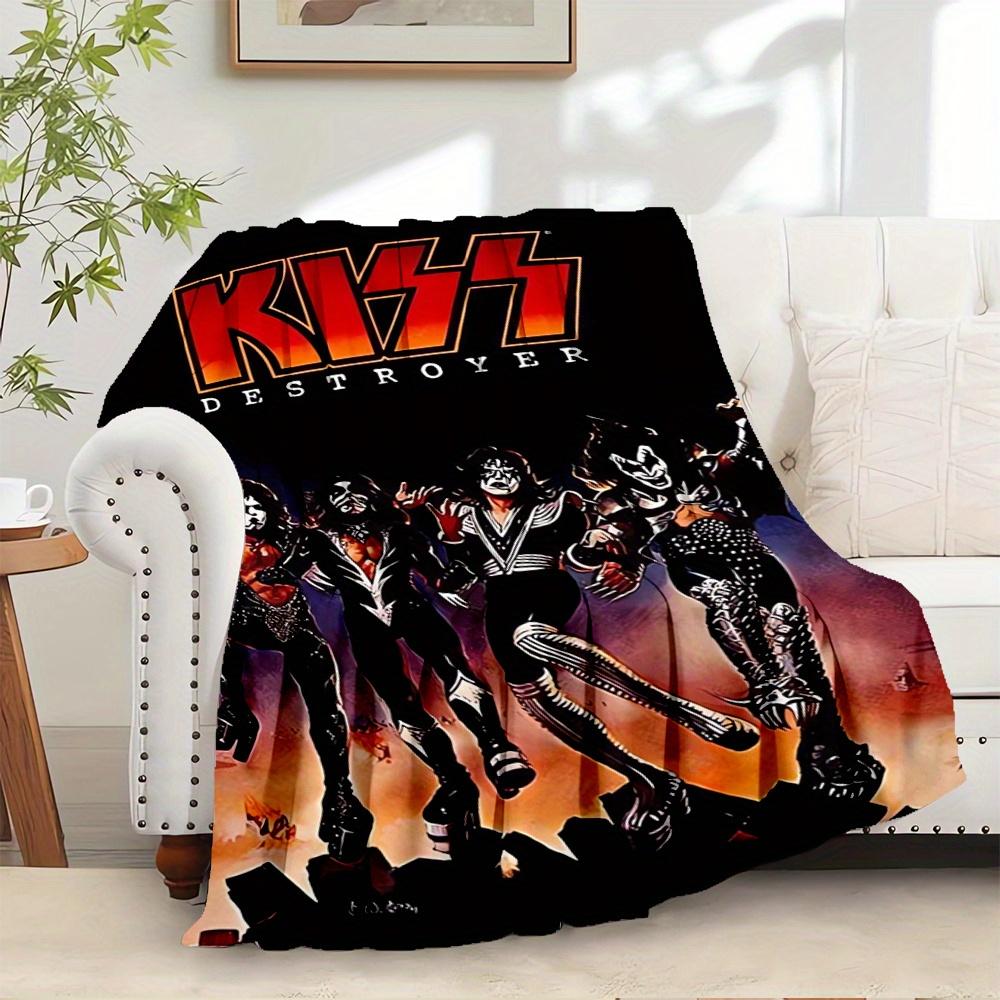 

1 шт. Фланелевое одеяло с принтом группы KISS, Destroyer, Rock Band, Супермягкое плюшевое покрывало для кровати, Одеяло для четырех сезонов для дивана, кровати, офиса, 77 80cm x 120cm