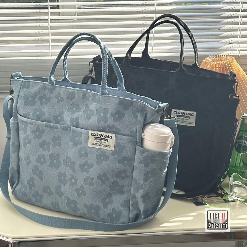 Original Handmade Thickened Artistic Canvas Tote Bag - Versatile Crossbody/Shoulder Carry for Students
