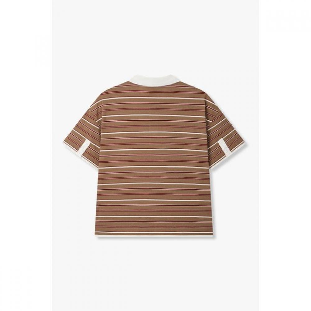 Vov Woven Mix STripe Collar T shirT 7156340005