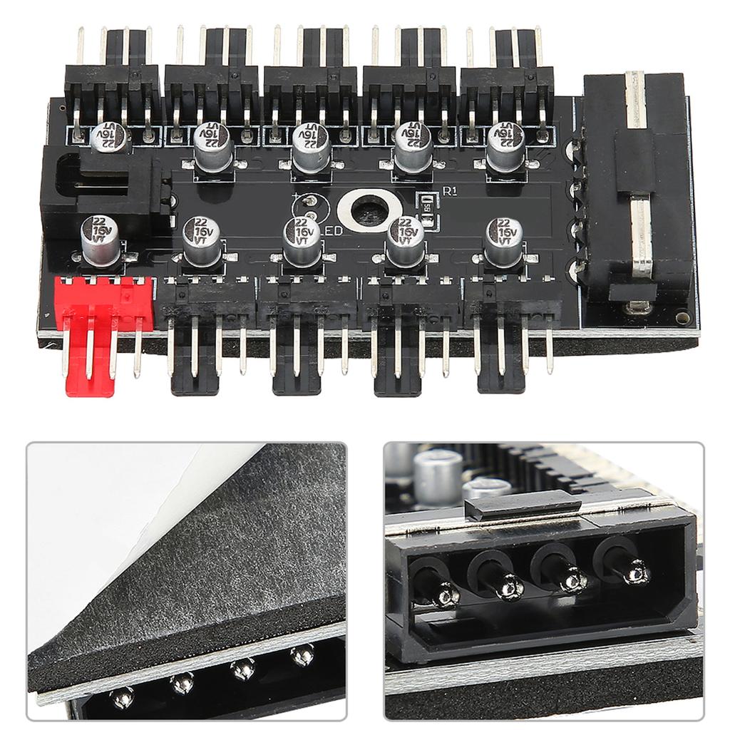PC Chassis Fan Hub Computer Tempreture Regulator 4pin CPU Cooling Hub for Computer Case With PWM Cable4D Interface