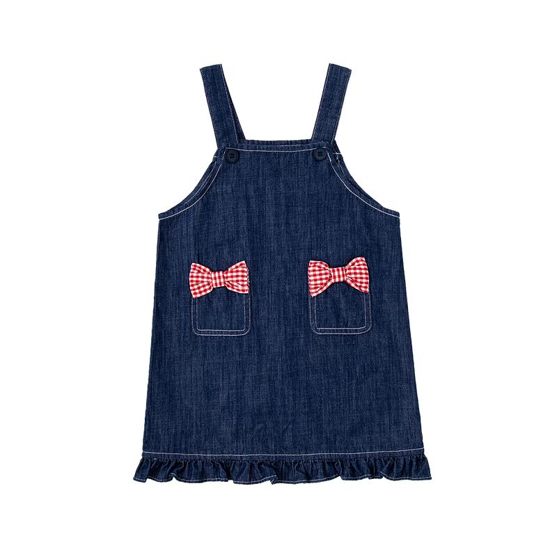 Girls  100% Cotton Denim Suspender Dress 120