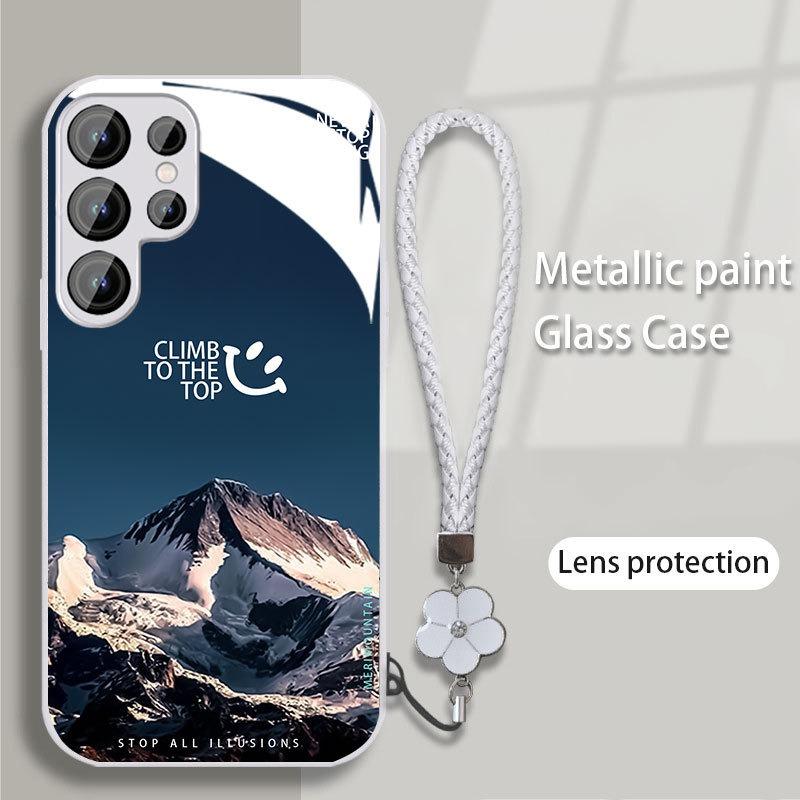 Snow Mountain Is Suitable for Samsung S24ULTRA Mobile Phone Case S23 Glass Mirror S22 Trendy Brand A52A54 Boys New A14