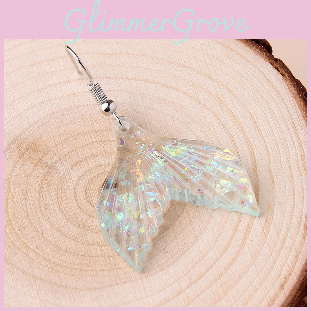 Trendy Fish Tail Dangle Earrings With Design In Blue Acrylic For Summer Beach Wear Women