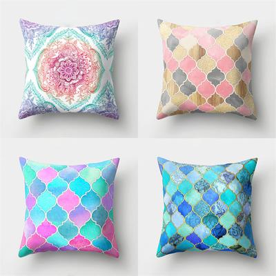 Bohemian Floral Print Geometric Cushion Cover Home Living Room Sofa Waist Throw Pillow Cover
