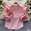 Women's French Ruffle Shirt Summer Fashion Lapel Blouse