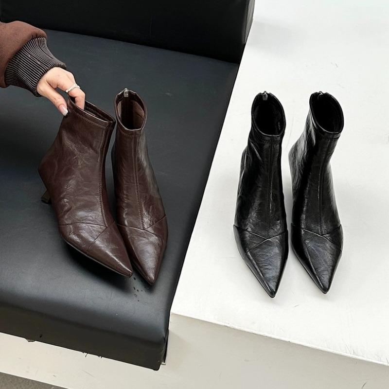 Stiefeletten für Damen Spitz zulaufend Mode Luxusschuhe Hohe Absätze Sexy Damen Pumps 2025 Winter Party Elegant Botas Para Mujer