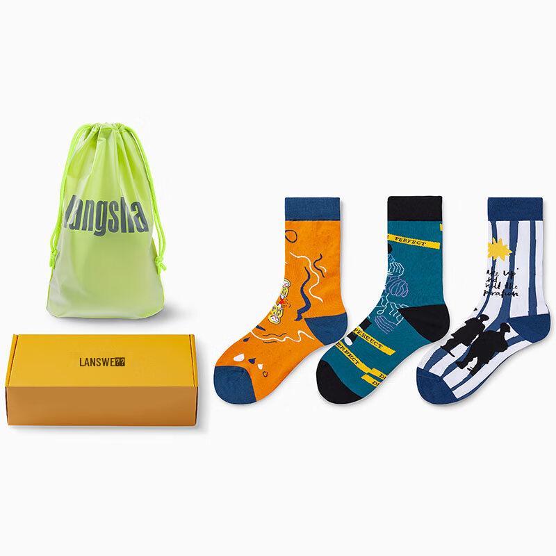 Langsha Unisex Combed Cotton Mid-Calf Trendy Socks