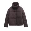 Womens Stand Collar Cotton Padded Coat Loose Fit Street Style Jacket Black Coffee