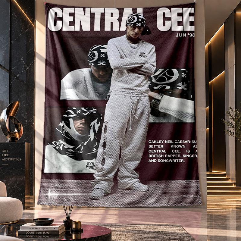 Wall Hanging Tapestry,Central Cee Printed Fabric Backdrop For Dorm Room Party Decoration