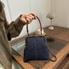 Vintage China-Chic Women's Handbag Temperament Clip On Commuter Crossbody Bag British Style Simple Shoulder Bag