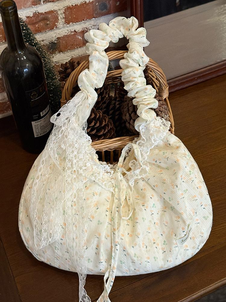 Korean Ins Style Lace Bow Canvas Bag Women's 2025 New Large-capacity Tote Bag Commuter Messenger Bag