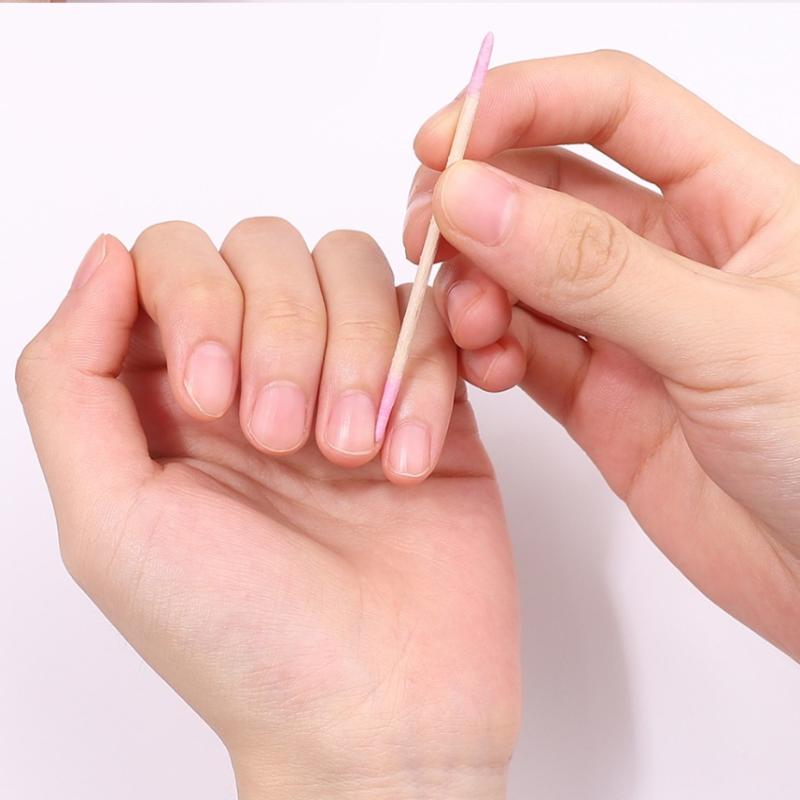 100/200/300/500Pcs Nail Double-Head Wood Swab Cleaning Sticks Purple Dual-Tipped Cotton Head Cleaning Swab Nail Polish Remover