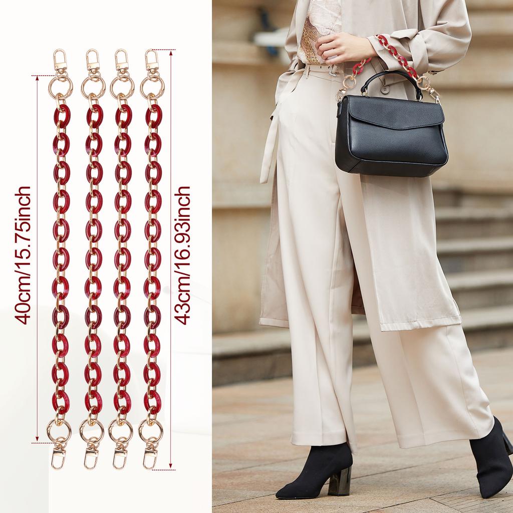 4 Pcs 40cm Bag Chain with Carabiner Clasp Practical Bag Strap Replacement Decorative Purse Chain Multipurpose Purse Strap