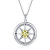 Collana Pendente Bussola Stella a Otto Punte Placcata Oro Bianco con Moissanite Colore D da 1/2 Carato