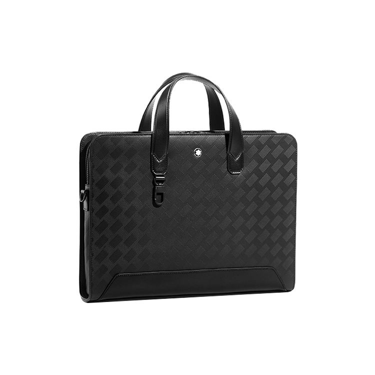 Montblanc Style 3.0 Series Brand Logo Solid Color Zipper Closure Ultra-Thin Leather Handheld Shoulder Crossbody Briefcase Men bags Black 129962