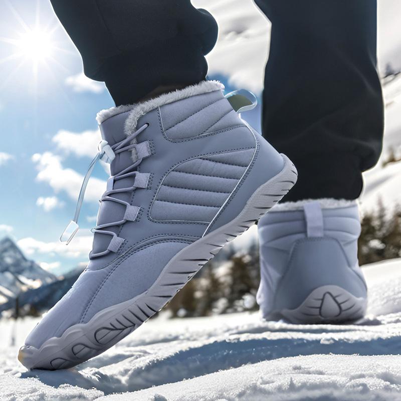 Winter Outdoor Waterproof Cotton Shoes, Piled and Thickened Warm Men's Mountaineering Snow Boots, Non-slip and Wear-resistant Men's and Women's
