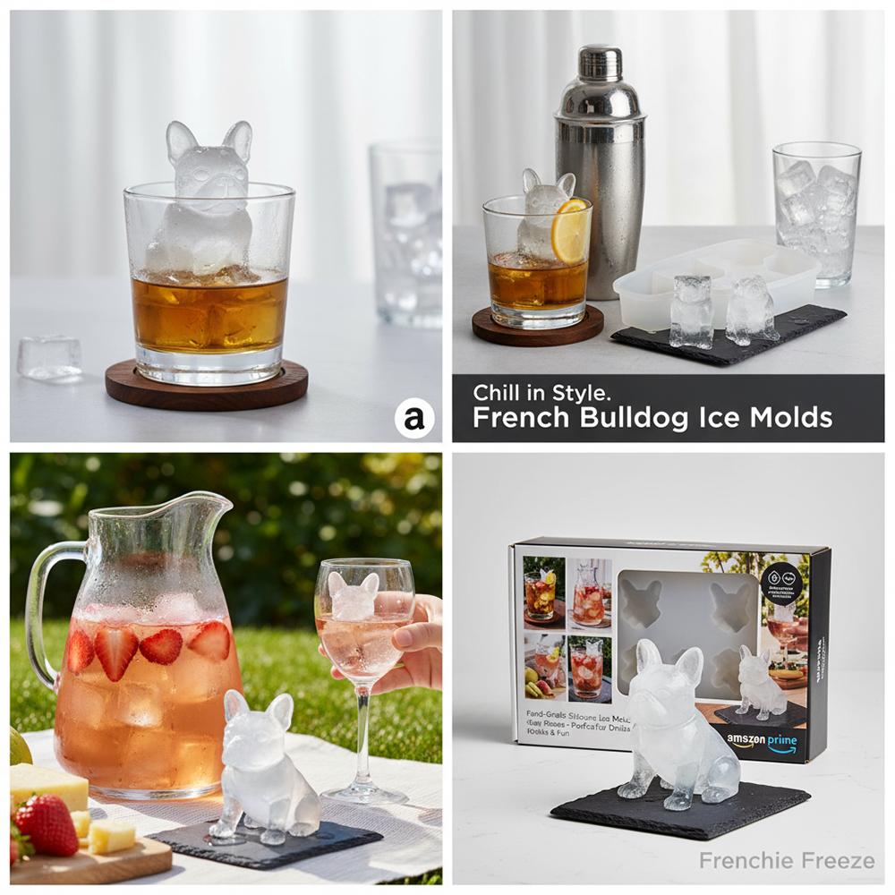 Silicone French Bulldog Ice Mold Easy Demoulding 3D Ice Tray Cute Novelty Ice Maker Drink Iceblock